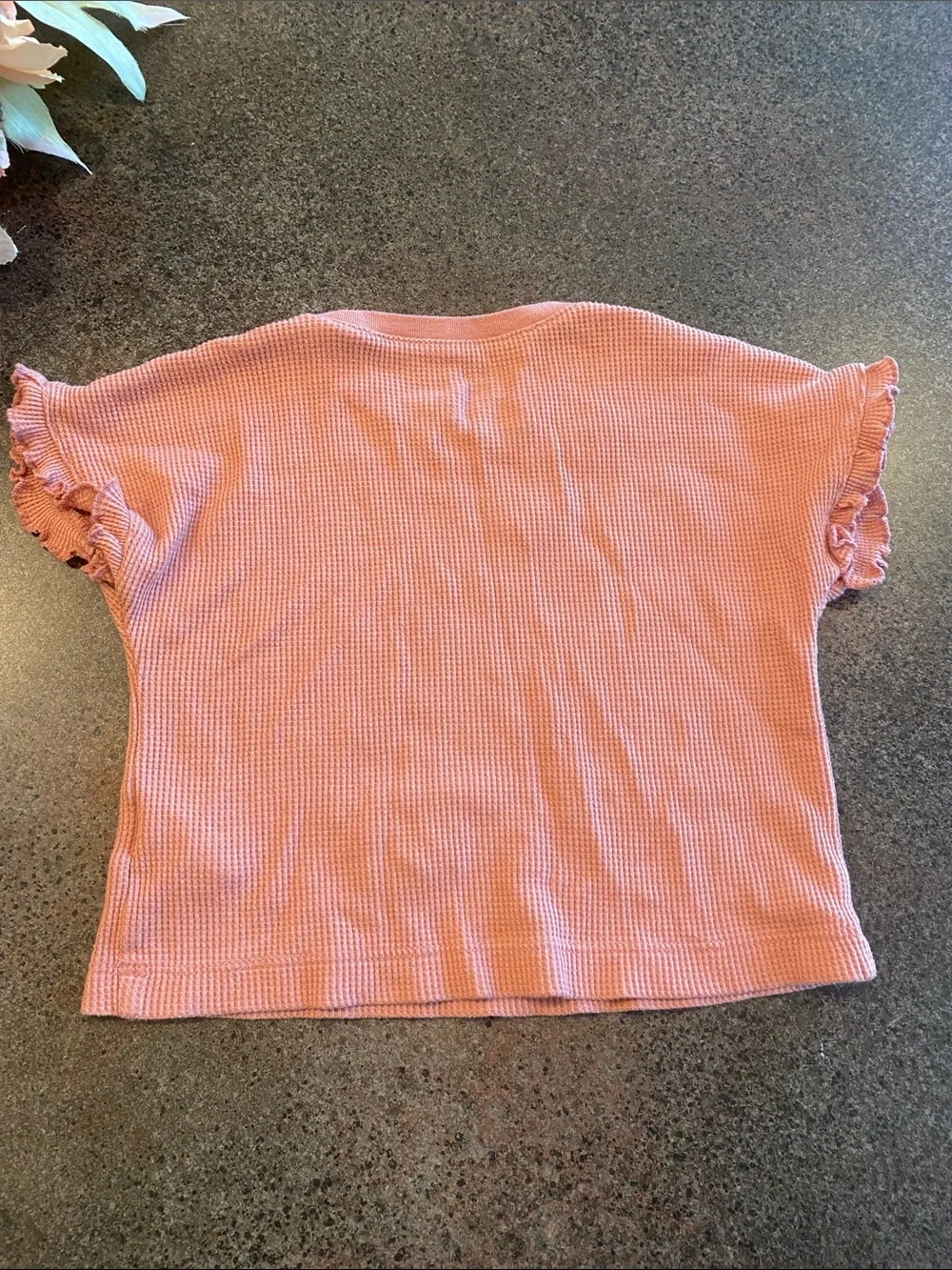 Carter's Pink Waffle Knit 'Love to Play' Short Sleeve Top